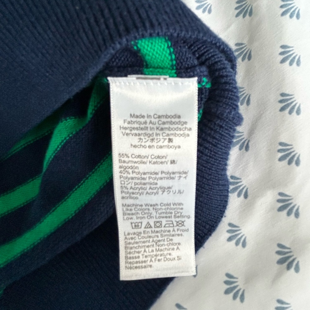 J. Crew Factory Striped Crewneck Sweater - Green and Navy - Picture 3 of 3